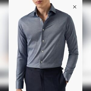 Eton Men's Subtle Patterned Blue Dress Shirt 16.5 Like New